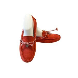 Sacoor Brothers Womens Suede Driving Loafer Shoes Size US 6.5 EU 37 Slip On Red